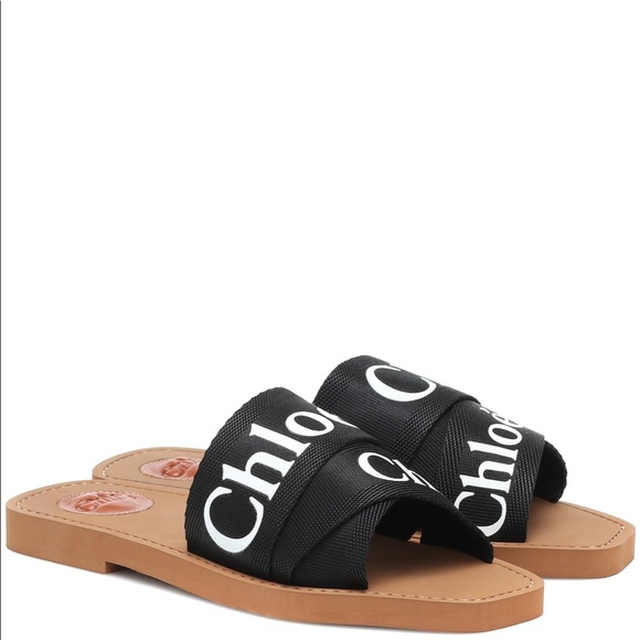 Chloe Shoes - Chloe woody logo flat slide - 37